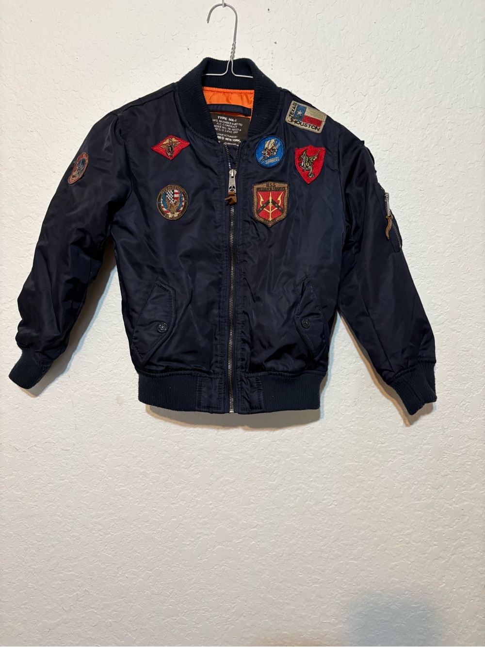 Top Gun Kids MA-1 Aviator Navy Patch Bomber Jacket - Lightweight Flight Style